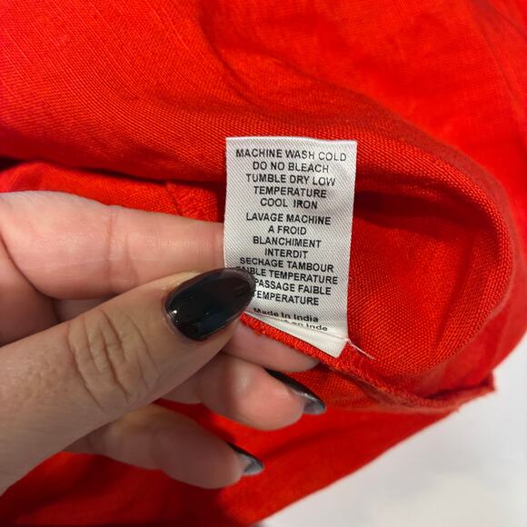 Solid & Striped Red Linen Oversized Button Down Shirt Small - Picture 5 of 7